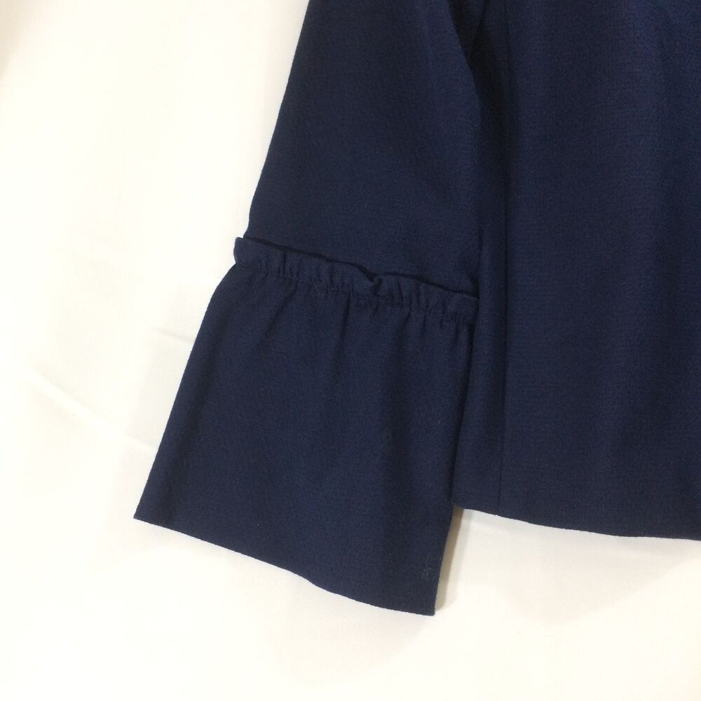 Ann Taylor Factory Navy Blue Open Blazer Bell Sleeve Jacket Lined Women’s Medium - Picture 3 of 4